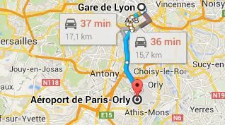 trajet gare de Lyon Aéroport Orly