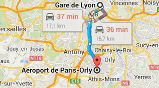 trajet gare de Lyon Aéroport Orly
