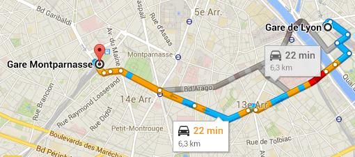 trajet gare de Lyon gare Montparnasse